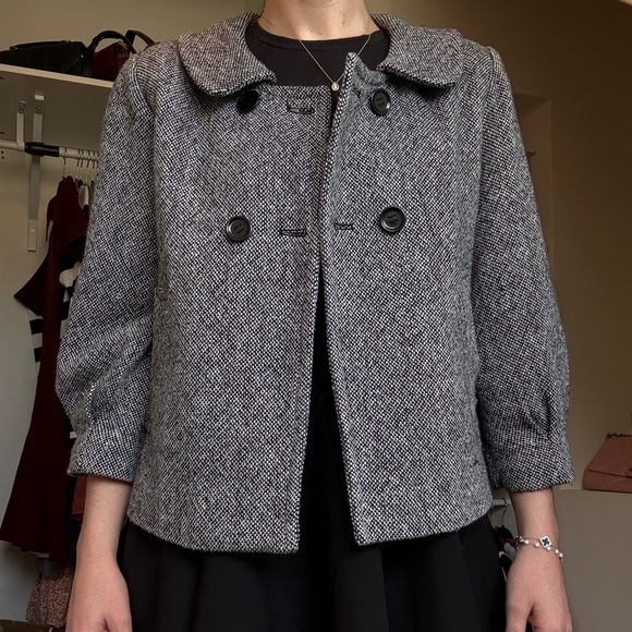 Calvin Klein Black and Gray Pea Coat - Picture 1 of 3